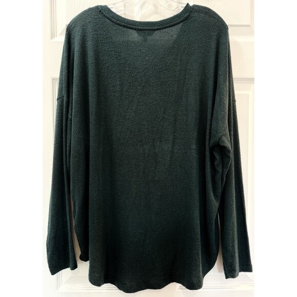 Well Worn V-Neck Relaxed Long Sleeve Tee Top Womens Size XL Green Brushed Fabric - Picture 2 of 8